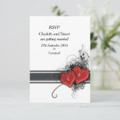 Herz und Rollen RSVP Karte (Stehend Vorderseite)