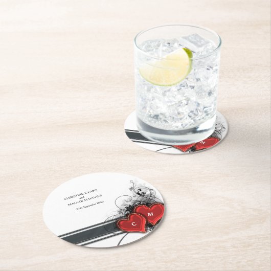 Herz und Rollen Runder Pappuntersetzer (Vor Ort)