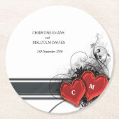 Herz und Rollen Runder Pappuntersetzer (Vorderseite)