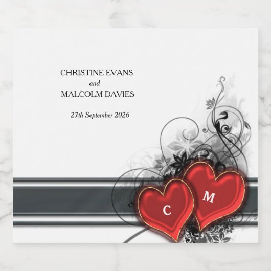 Herz und Rollen Schaumweinetikett (Einzelnes Label)