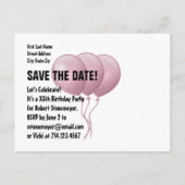 Herz und rosa Ballons jedes Jahr Geburtstag B03N Ankündigungspostkarte (Rückseite)