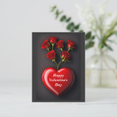 Herz und Rose am Valentinstag Feiertagspostkarte (Stehend Vorderseite)