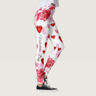Herz und Rose für Valentinstag-Leggings Leggings