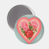 Herz und Rose Magnet (Vorderseite/Rückseite)
