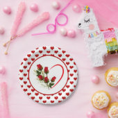 Herz und Rose Pappteller (Party)