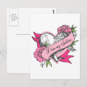Herz und Rose Postkarte (Vorne/Hinten)