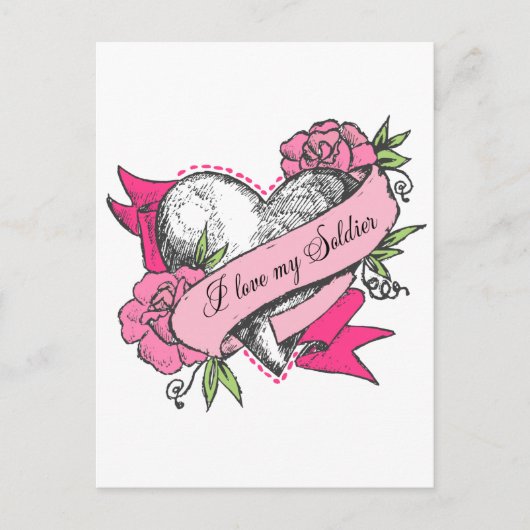 Herz und Rose Postkarte (Vorderseite)