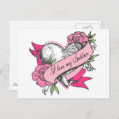 Herz und Rose Postkarte (Vorne/Hinten)