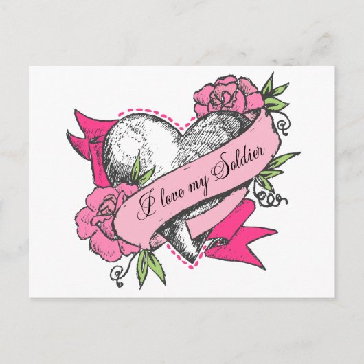 Herz und Rose Postkarte (Vorderseite)