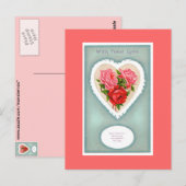 Herz und Rose Postkarte (Vorne/Hinten)