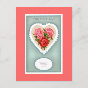 Herz und Rose Postkarte
