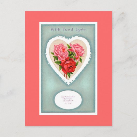 Herz und Rose Postkarte (Vorderseite)