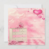 Herz und Rose Rosa und grüne Babydusche Einladung (Rückseite)