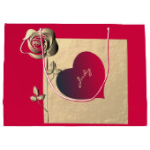 Herz und Rose Valentines Geschenktasche Große Geschenktüte (Rückseite)