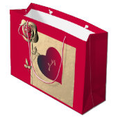 Herz und Rose Valentines Geschenktasche Große Geschenktüte (Rückseite Schrägansicht)