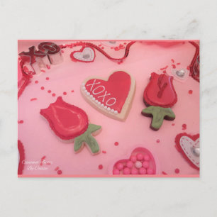 Herz und Rose Zucker-Cookies Postkarte