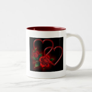 Herz-und Rosen-Tasse Zweifarbige Tasse