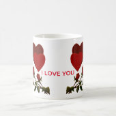 Herz und rote Rose ICH Liebe SIE Kaffeetasse (Mittel)