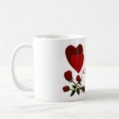 Herz und rote Rose ICH Liebe SIE Kaffeetasse (Links)
