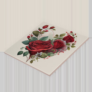 Herz und rote Rosen Fliese