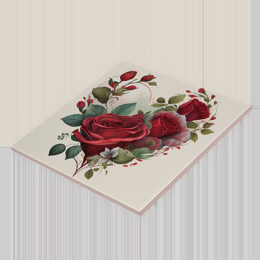 Herz und rote Rosen Fliese