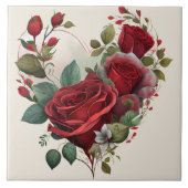 Herz und rote Rosen Fliese (Vorderseite)