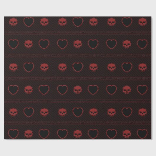Herz und Schädel Geschenkpapier (Flach)