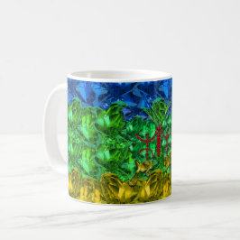 Herz und Schmetterling im Hintergrund der Amazigh- Kaffeetasse