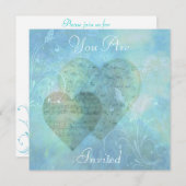 Herz und Schmetterlinge Blaue Einladung Ankündigun (Vorne/Hinten)