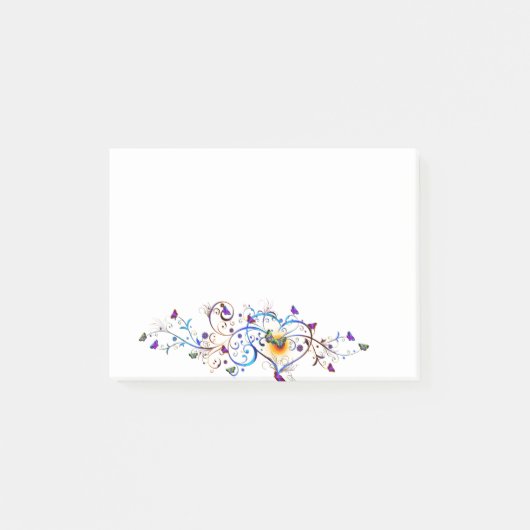 Herz und Schmetterlinge Post-it Klebezettel (Vorderseite)