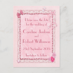 Herz und Schmetterlinge Save the Date Postkarte