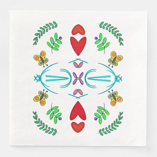 Herz und Schmetterlinge Serviette (Vorderseite)