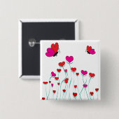 Herz und Schmetterlinge Valentinische Liebe Button (Vorne & Hinten)
