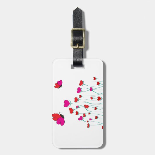 Herz und Schmetterlinge Valentinische Liebe Gepäckanhänger (Vorderseite vertikal)