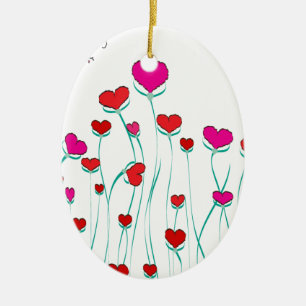 Herz und Schmetterlinge Valentinische Liebe Keramikornament