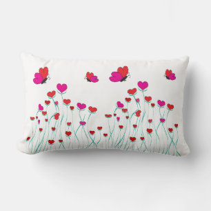 Herz und Schmetterlinge Valentinische Liebe Lendenkissen