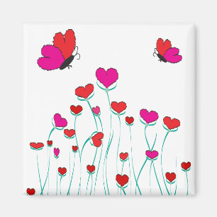 Herz und Schmetterlinge Valentinische Liebe Magnet
