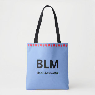 Herz und Schwarzes Leben sind wichtig BLM Text auf Tasche