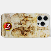 Herz und seine Blutgefäße Pergament Gem Monogramm Case-Mate iPhone Hülle (Rückseite (Horizontal))