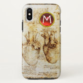 Herz und seine Blutgefäße Pergament Gem Monogramm Case-Mate iPhone Hülle (Rückseite)