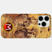 Herz und seine Blutgefäße Pergament Gem Monogramm Case-Mate iPhone Hülle (Rückseite (Horizontal))