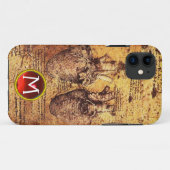 Herz und seine Blutgefäße Pergament Gem Monogramm Case-Mate iPhone Hülle (Rückseite (Horizontal))