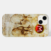 Herz und seine Blutgefäße Pergament Gem Monogramm Case-Mate iPhone Hülle (Rückseite (Horizontal))