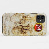 Herz und seine Blutgefäße Pergament Gem Monogramm Case-Mate iPhone Hülle (Rückseite (Horizontal))