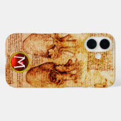 Herz und seine Blutgefäße Pergament Gem Monogramm Case-Mate iPhone Hülle (Rückseite (Horizontal))