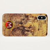 Herz und seine Blutgefäße Pergament Gem Monogramm Case-Mate iPhone Hülle (Rückseite (Horizontal))