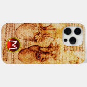 Herz und seine Blutgefäße Pergament Gem Monogramm Case-Mate iPhone Hülle (Rückseite (Horizontal))