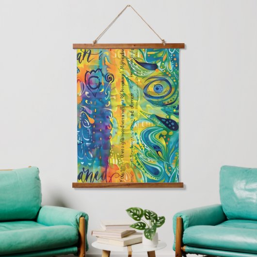 Herz und Soul: Abstrakt minimalistisch Wandteppich Mit Holzrahmen (Wohnzimmer)