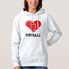 Herz-und Spieler-Thema-LiebeNetball Hoodie