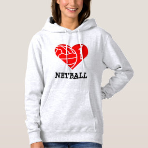 Herz-und Spieler-Thema-LiebeNetball Hoodie
